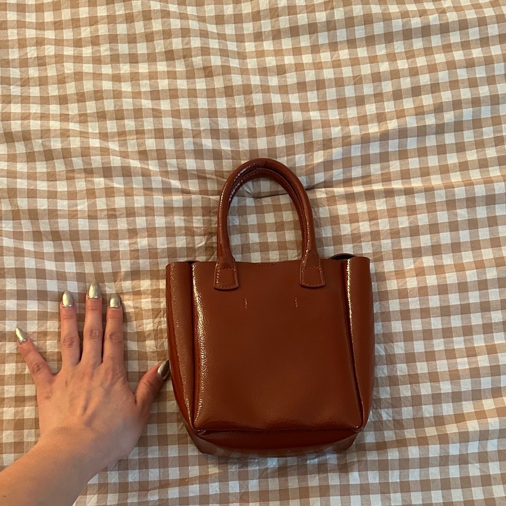 Classic Small Brown Faux Leather Tote Bag